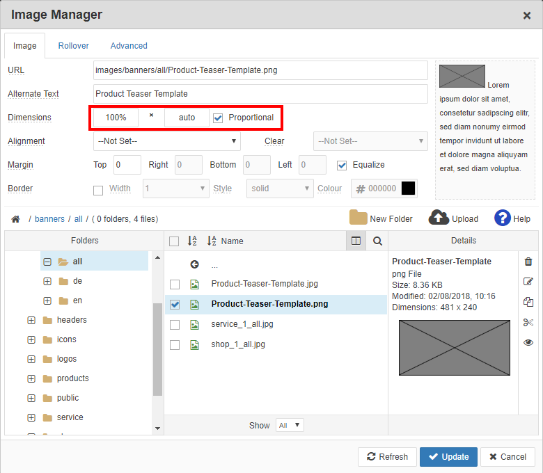 Joomla Picture Options 001